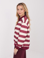 Bordowa damska bluza z guzikami przy dekolcie