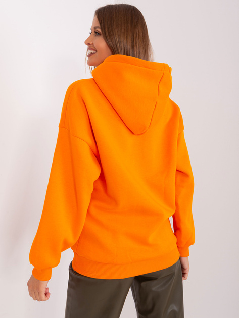 Hurt Pomarańczowa dresowa bluza z kapturem i naszywką