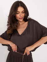 Dark brown summer blouse made of viscose OCH BELLA.