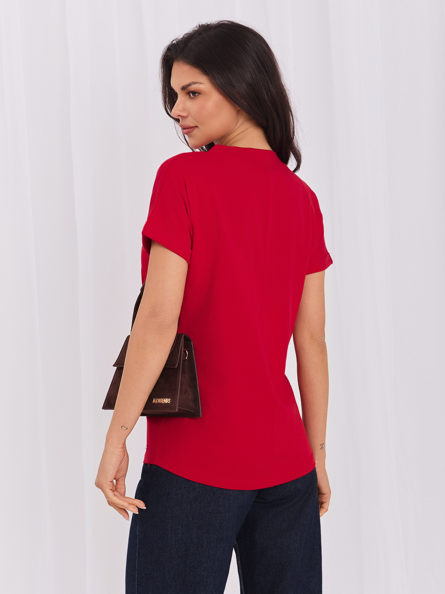 Czerwony luźny t-shirt Severine 
