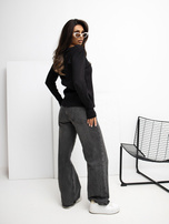 Czarna bluzka loongsleve z małym haftem RUE PARIS 