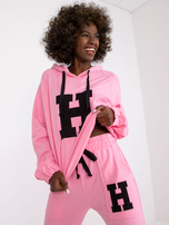 Jasnoróżowy bawełniany komplet dresowy z kieszeniami Natela