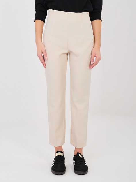 Jasnobeżowe garniturowe spodnie cigarette RUE PARIS