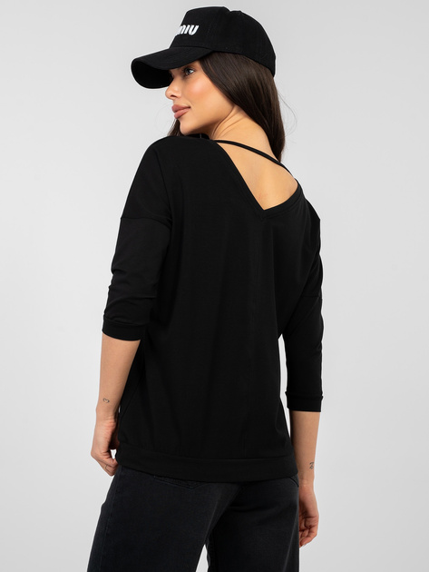 Czarna bluzka basic z krótkim rękawem RUE PARIS