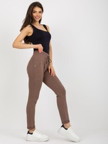 Hurt Brązowe damskie spodnie dresowe z prostą nogawką