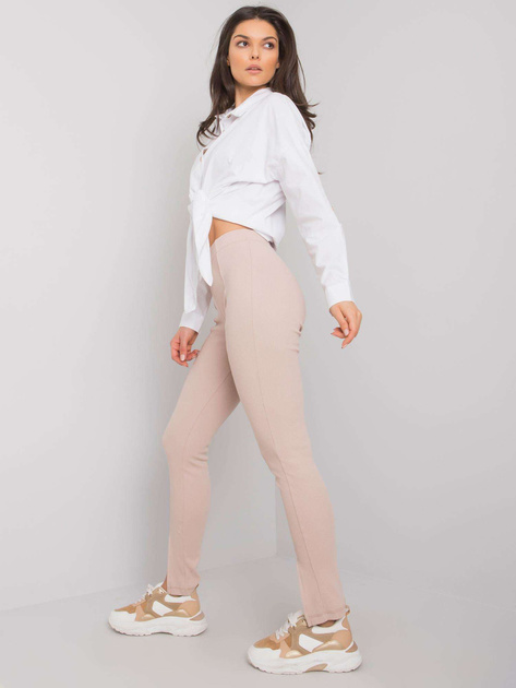 Jasnobeżowe legginsy na co dzień z rozcięciem Grace RUE PARIS