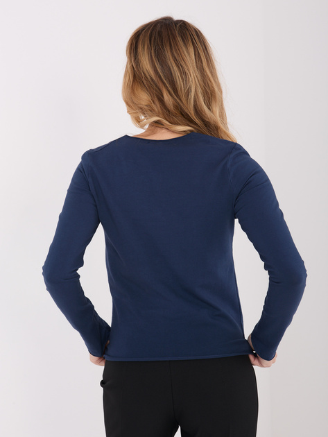 Granatowa bluzka basic z okrągłym dekoltem
