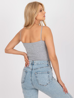 Szary melanżowy top basic z bawełną