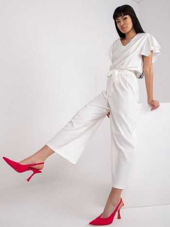 Ecru kombinezon damski z wiązaniem