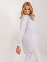 Hurt Jasnoszara długa koszula rozpinana w paski 