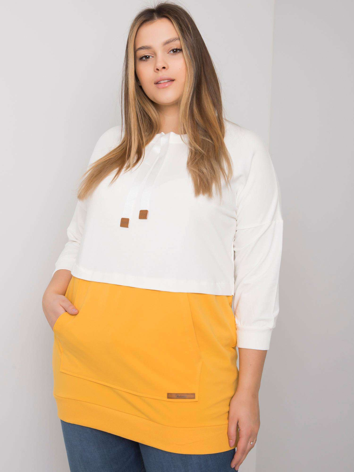 Ecru-yellow plus size sweatshirt without hood Sira