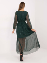 Dark green maxi dress with an elastic waistband.