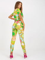 Hurtownia Jasnozielony dopasowany komplet casualowy z printami