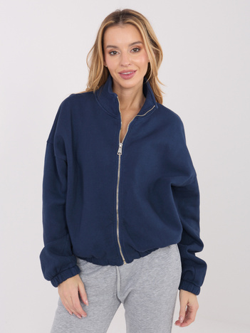 Granatowa ocieplana bluza basic ze stójką 