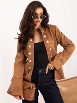 Vintage-style camel officer's jacket.