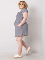 Granatowo-biała sukienka mini plus size w paski Sariyah