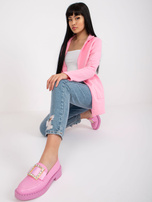Helle rosa Sweatjacke mit Taschen RUE PARIS.
