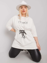 Ecru tunika plus size z wiązaniem Tulsa