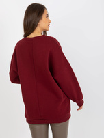 Hurtownia Bordowa dresowa bluza bez kaptura oversize 