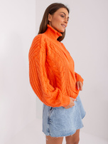 Hurt Pomarańczowy sweter oversize z warkoczami  