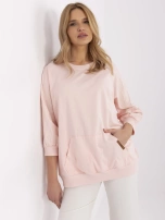 Jasnoróżowa bluza kangurka z rękawem 3/4