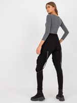 Hurtownia Czarne damskie spodnie dresowe typu cargo 