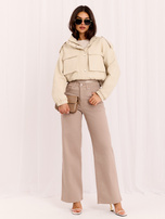 Ciemnobeżowe damskie jeansy wide leg