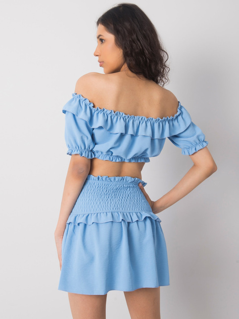 Niebieski krótki top z falbanką Arnika OCH BELLA