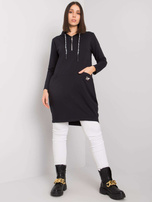 Czarna bawełniana tunika plus size z kapturem Kierra