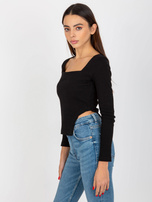 Hurt Black short ribbed blouse with slits OCH BELLA
