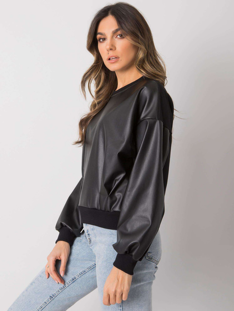 Czarna bluza z wstawką z ekoskóry Ancora RUE PARIS