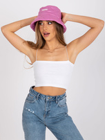 Biały krótki top prążkowany na ramiączkach Aria RUE PARIS