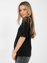 Czarny damski sweter z krótkim rękawem