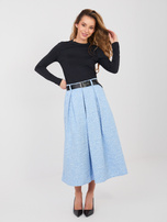 Pastelowa niebieska spódnica z zakładkami RUE PARIS  