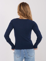 Granatowa bluzka basic z okrągłym dekoltem 
