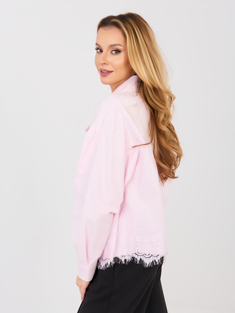 Jasnoróżowa jeansowa kurtka oversize RUE PARIS