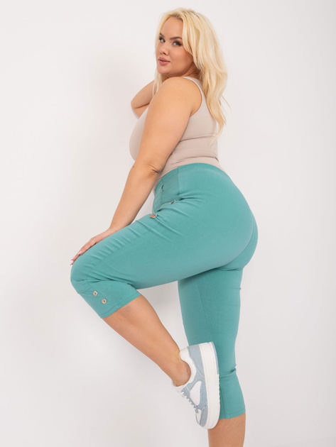 Hurt Miętowe spodnie 3/4 plus size z gumką w pasie