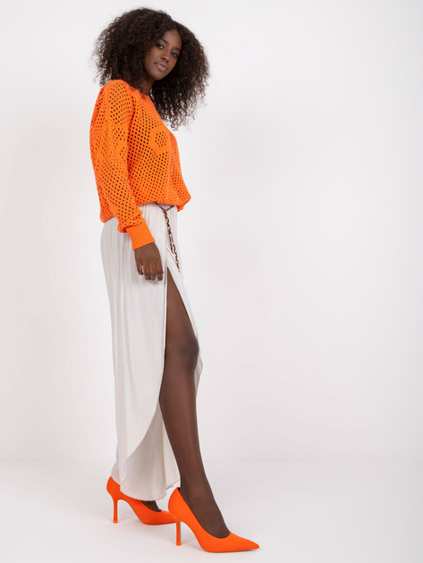 Beżowe zwiewne szerokie spodnie z rozcięciami OCH BELLA