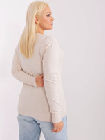 Hurt light beige fitted plus size sweater with V-neck.