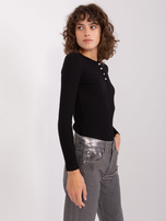 Hurt Czarna prążkowana bluzka basic longsleeve