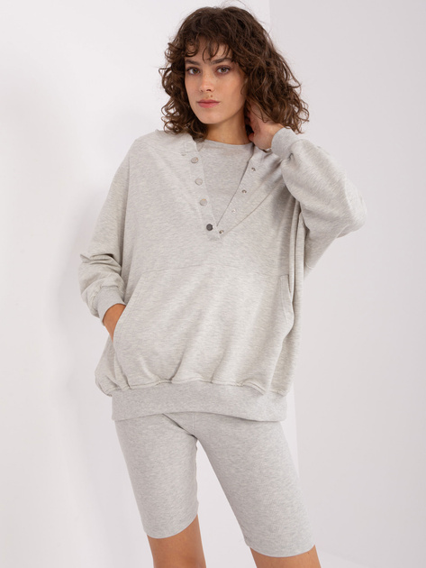 Hurt Jasnoszary melanżowy komplet casualowy z topem