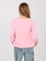 Pastelowa różowa bawełniana bluzka z rękawem 3/4