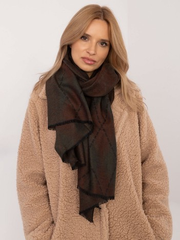 Hurt Khaki-brown scarf in geometric patterns.