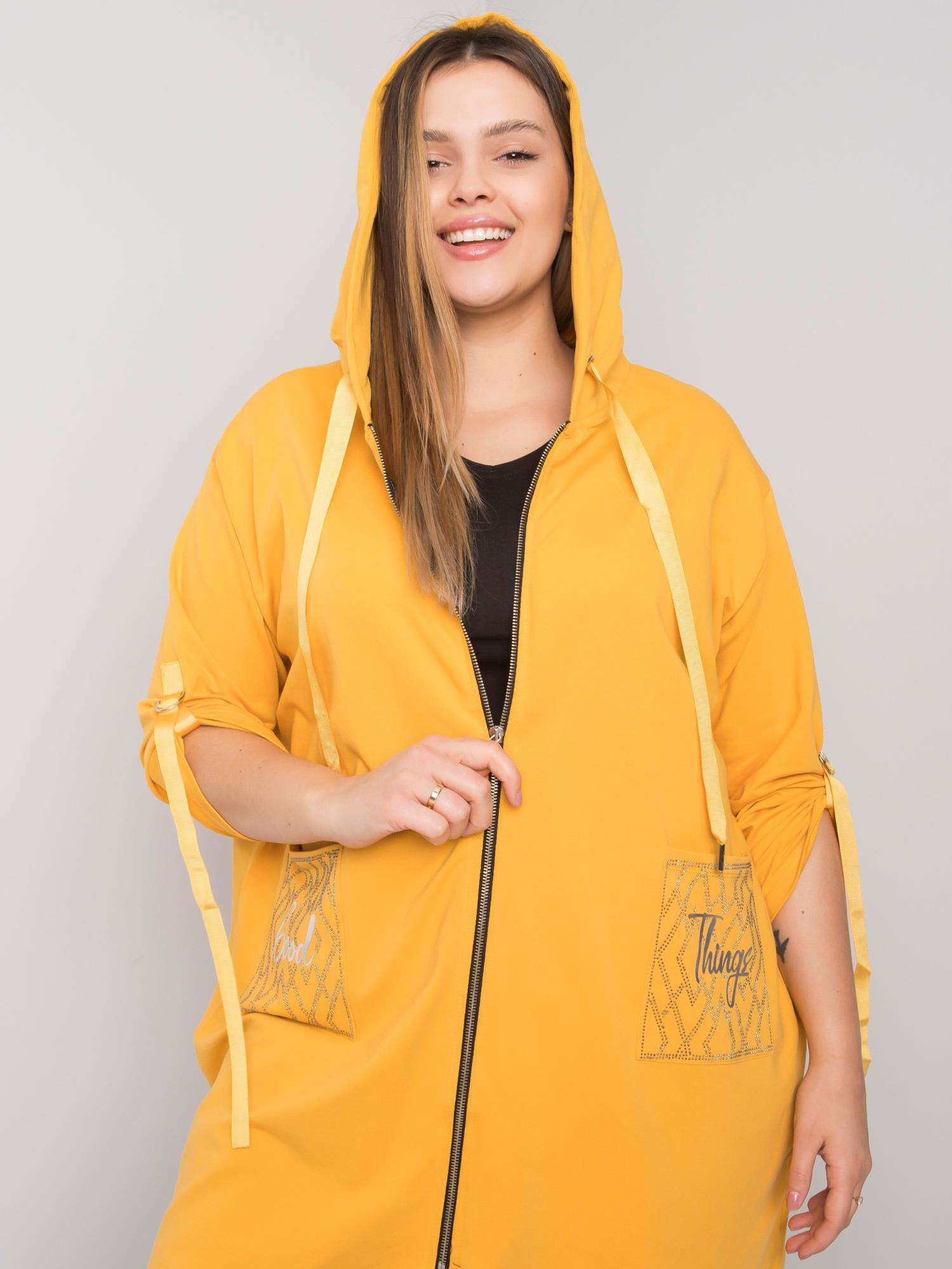 Yellow Zurich Plus Size Zipper Sweatshirt