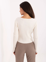 Ecru rozpinany sweter z domieszką modalu