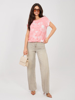 Koralowa wzorzysta bluzka z wiskozy SUBLEVEL