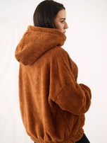 Jasnobrązowa bluza kangurka z kapturem