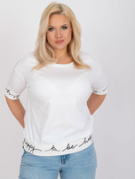 Ecru luźna bluzka plus size z okrągłym dekoltem 