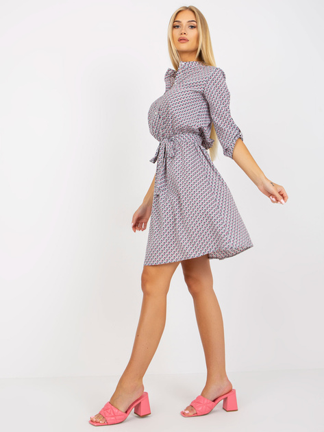 Szara wzorzysta sukienka na co dzień z wiskozą
