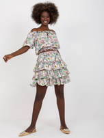 Gray-yellow summer set with spanish blouse 